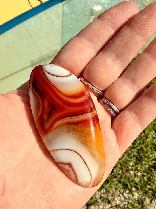 Hand Crafted Other - Hand Crafted Agate Accent in Orange, White, and Greenish Tan